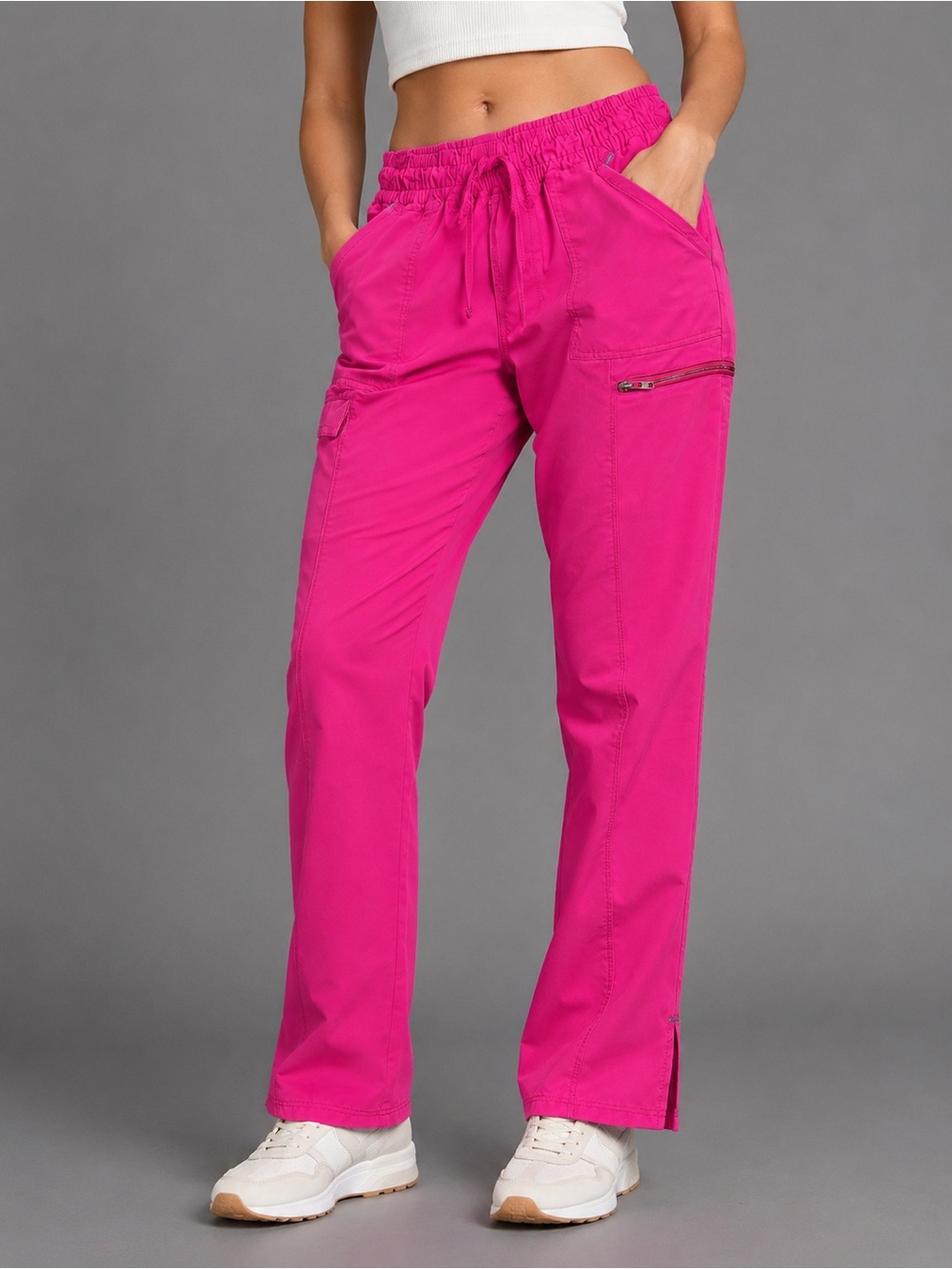 ScrubStar Women’s Extreme Pink Cargo Scrub Pants Size Small S 90/10 Stretch